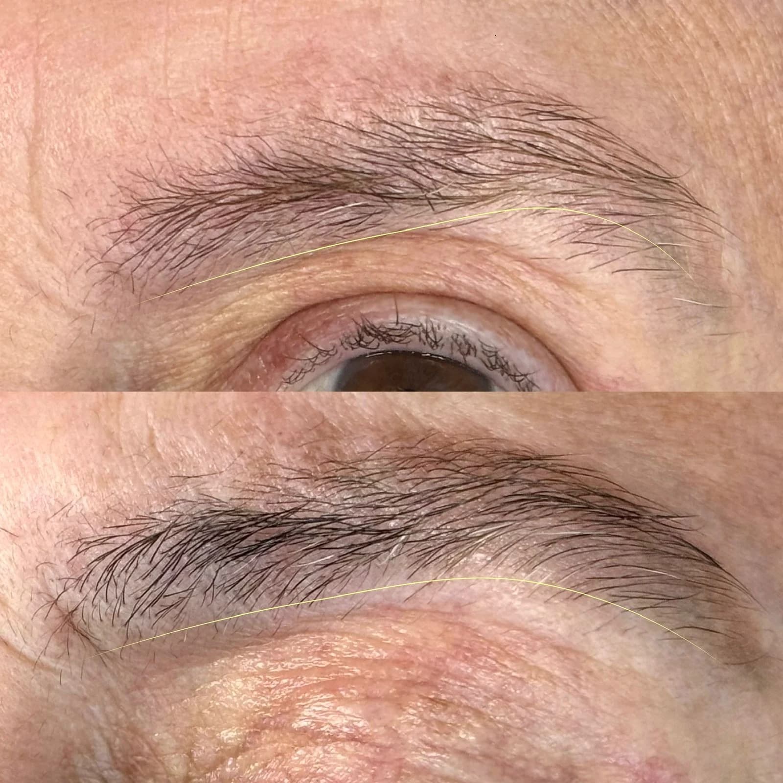 Reconstrução de sobrancelhas com fios naturais — resultado focado em naturalidade, equilíbrio facial e sobrancelhas harmoniosas em Aparecida de Goiânia